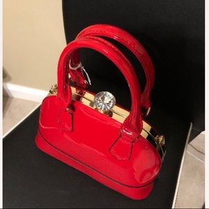 La Terre Red Vegan Patent Leather Handbag